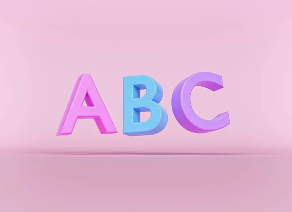 Abc 문자의 문자는 파스텔 바탕에 분리되어 렌더링 — 스톡 사진