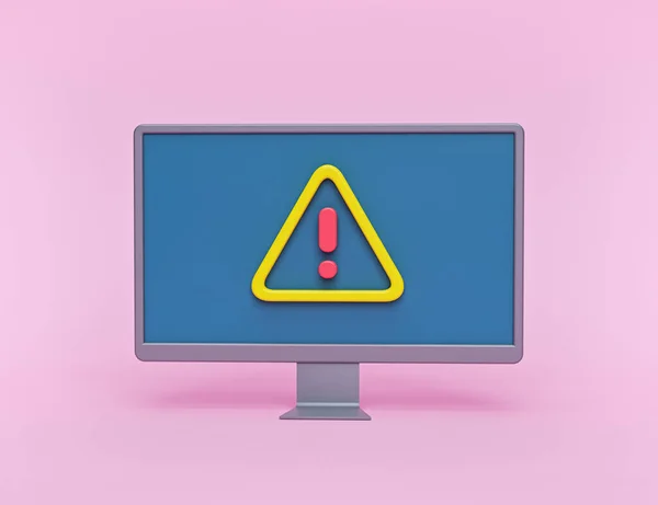 Computer security alert icon. minimal design. 3d rendering