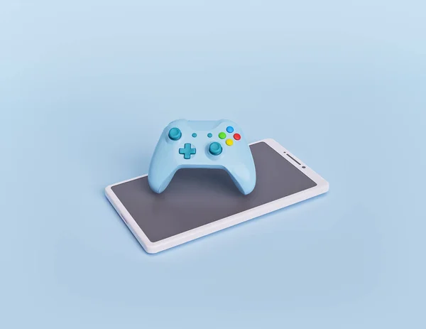 Oyun konsepti. Akıllı telefon ve oyun alanı. 3d oluşturma