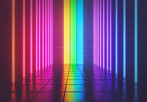 Kleurrijke Futuristische Sci Abstract Gloeiende Neon Lichten Achtergrond Ontwerp Geschikt — Stockfoto