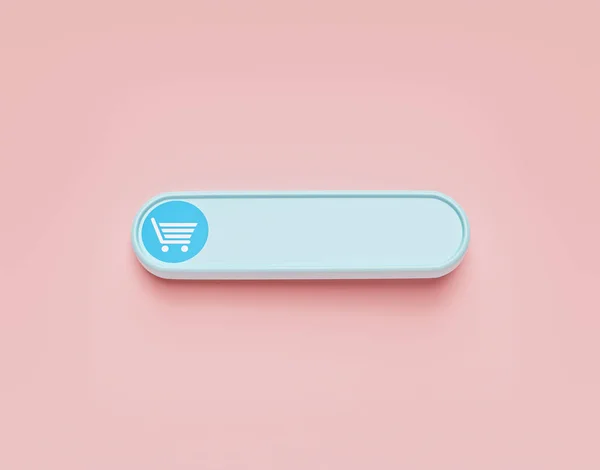 ショッピングカートのアイコン オンラインショップボタン テキストのためのスペース 最小限のデザイン 3Dレンダリング — ストック写真