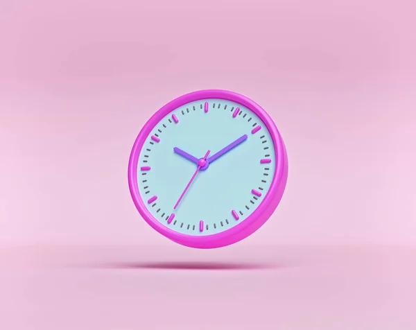 Concept Temps Horloge Analogique Sur Fond Rose Pastel Design Minimal — Photo