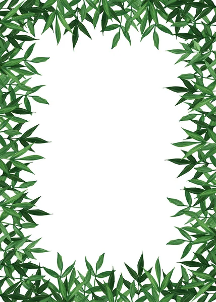 Sommar botaniska akvarell banner design. Delikat gröna blad. Naturligt kort eller ram. Floristiska gränser. Plats för din text. — Stockfoto