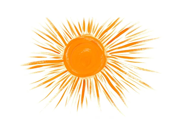 Icono plano de rayos solares, silueta de primer plano dibujada aislada sobre fondo blanco. Diseño del logotipo artístico — Foto de Stock