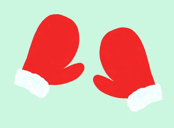 可愛い赤と白のファーの組み合わせ フラット水彩イラスト孤立 新年の要素は クリスマスの装飾 — ストック写真
