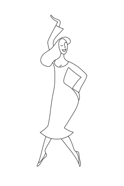 Ilustração desenhada à mão, mulher dançante — Vetor de Stock