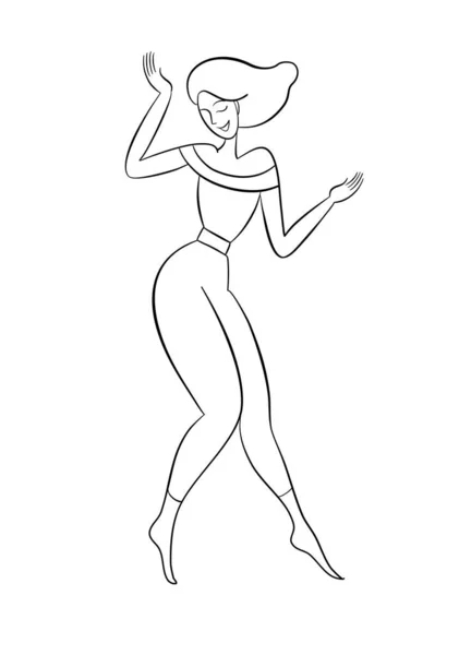 Ručně kreslená ilustrace, tančící žena — Stockový vektor