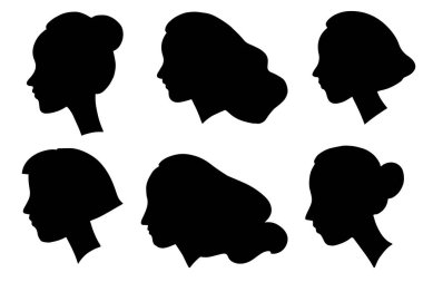 Profil portresi seti. Genç kadın. 