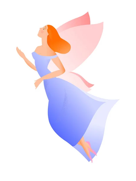 Handgezeichnete Illustration, fliegendes Mädchen — Stockvektor