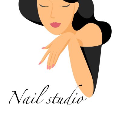 Manikür salonu için logo. Çekici bir kadının portresi.