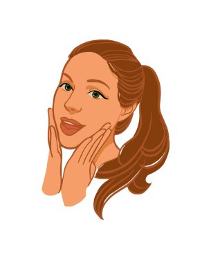 Yüzünün önünde elleri olan şaşırmış bir kız. Güzel genç bir kadının portresi.