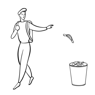 The man walking and throws out a medical mask. vector The man walking and throws out a medical mask. vector