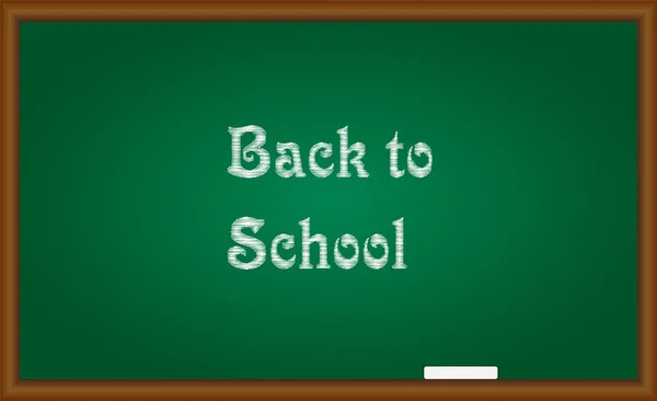 Yeşil tahtaya tebeşirle yazılmış okul metnine geri dön. Vektör İllüstrasyonu.