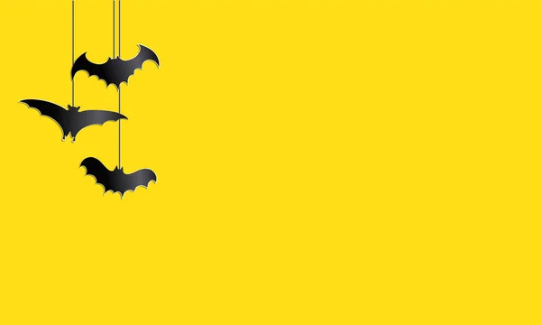 Uçan yarasa sarı arka planda izole edildi. Kağıt kesiği etkisi. Vektör İllüstrasyonu.