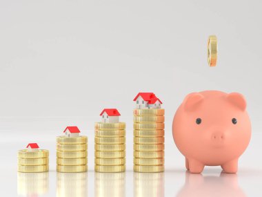 3D render imajı ev konsepti için biriktirmek.