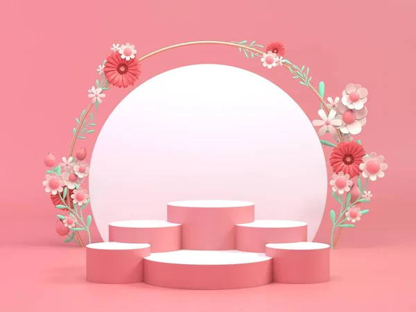 Renderować Kwiatowy Design Podium Dla Produktu Kosmetycznego — Zdjęcie stockowe