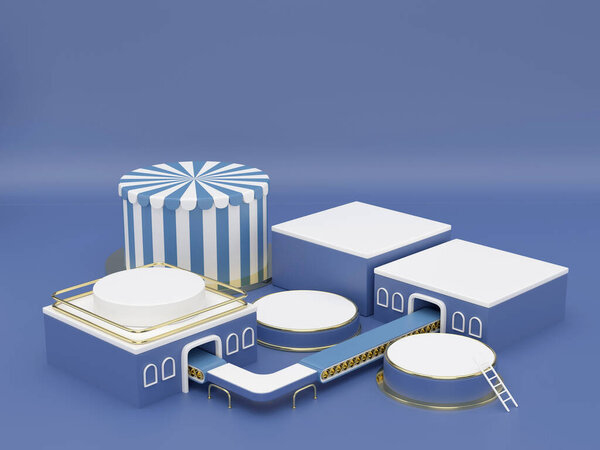 Render Blue Podium Background — Stock Photo, Image