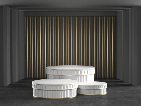 Weergave Van Zwart Wit Marmeren Podium Luxe Achtergrond Voor Cosmetische — Stockfoto