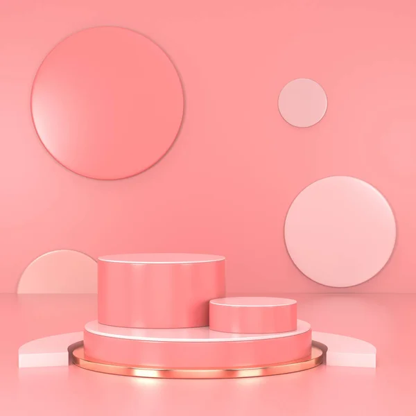 Pink Podium Minimal Pink Wall Scene Pastel Background Rendering — Stock Photo, Image