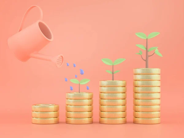 Renderizar Árbol Dinero Planta Moneda Para Ahorrar Dinero Concepto Bancario —  Fotos de Stock