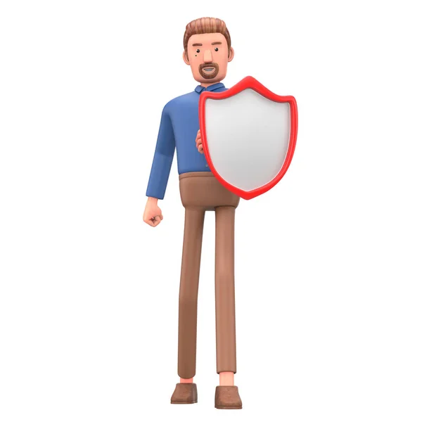 Cartoon Character Shield Illustration Safety Protection Business — Stock Photo, Image