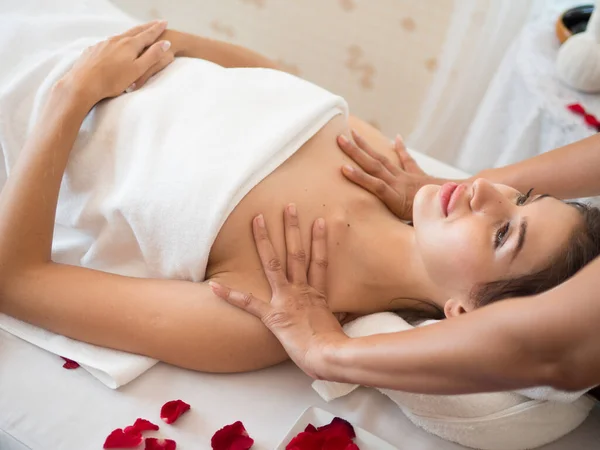 Image Beautiful Young Woman Receiving Massage Spa Salon Stock Photo