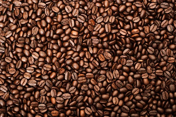Widok Góry Brązowej Palonej Ziarna Kawy Może Być Używany Jako — Zdjęcie stockowe