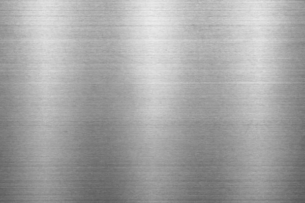 Fırçalanmış paslanmaz çelik tabakanın gümüş metal dokusu ışığın yansımasıyla.