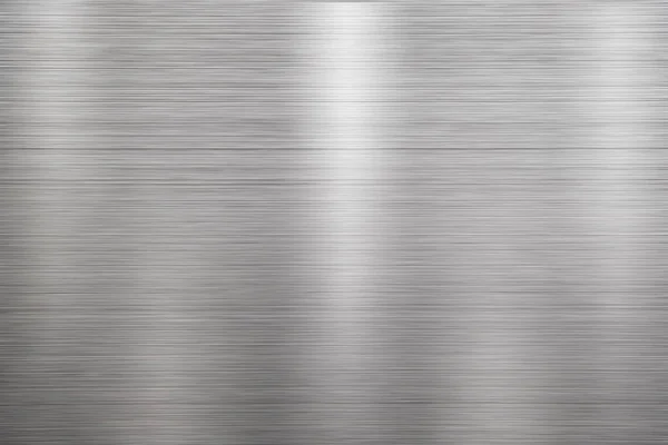 Fırçalanmış paslanmaz çelik tabakanın gümüş metal dokusu ışığın yansımasıyla.