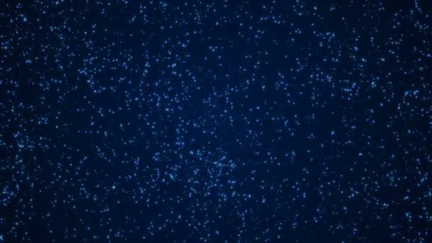 Glitzernden blauen Partikelhintergrund. Universum blauer Staub mit Sternen auf schwarzem Hintergrund. — Stockvideo
