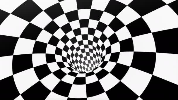 VJ nekonečné smyčce šachovnice tunel — Stock video