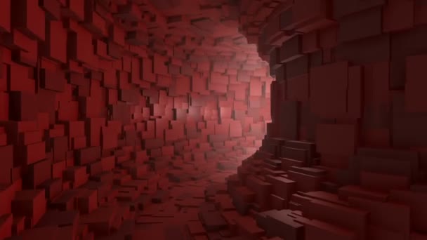 Volare attraverso un tunnel rosso infinito — Video Stock