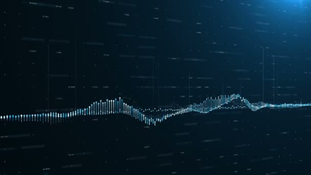 Fondo abstracto con animación de gráficos en crecimiento y contadores de números que fluyen. Cifras y diagramas financieros que muestran beneficios crecientes — Vídeo de stock