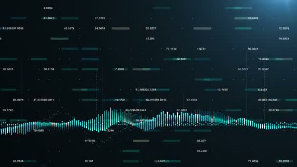 Abstrakt bakgrund med animering av växande diagram och flödande räknare av siffror. Finansiella siffror och diagram som visar ökande vinster — Stockvideo