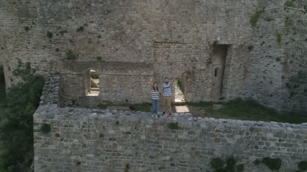 Aerial view of the old town of Bar ancient ruins — Stock Video