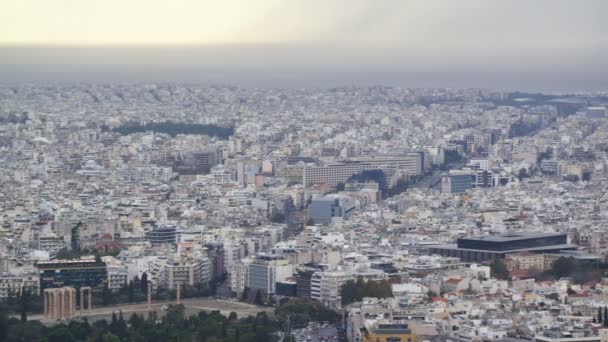 Pemandangan Athena Dan Akropolis Dari Gunung Lycabettus Yunani — Stok Video