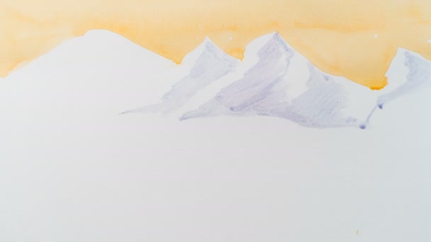 Pittura Montagne Innevate Abete Animazione Stop Motion — Video Stock