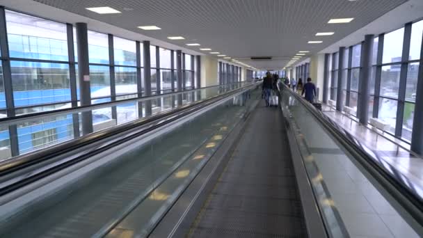 Přesun na walkalator v Sheremetyevo Letiště Terminál D — Stock video