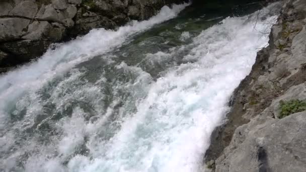 Een snelle stroom van de rivier van de berg — Stockvideo