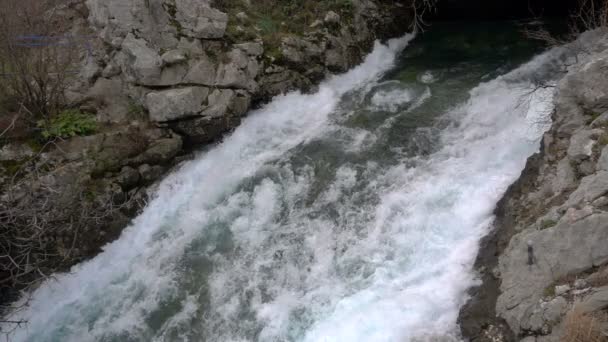 Un torrente in rapido movimento del fiume di montagna — Video Stock