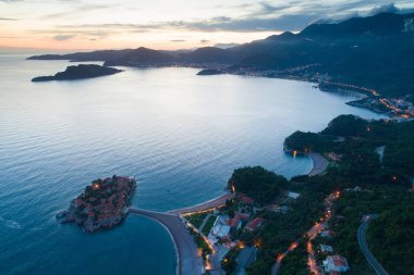 Budva, Karadağ Sveti Stefan Adası havadan görünümü