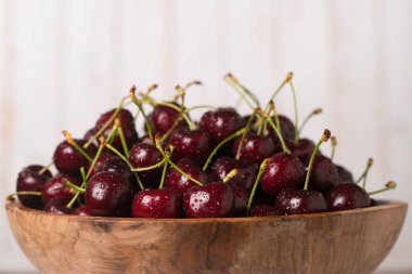 kırmızı olgun tatlı kiraz yakın çekim