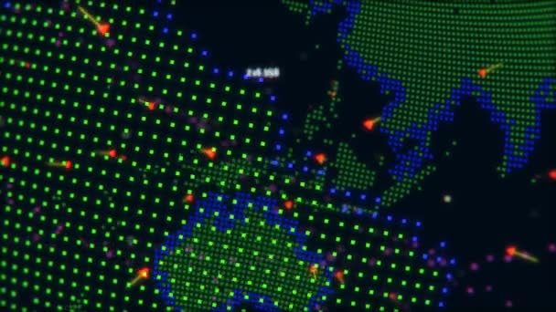 Digital data globe, a scientific technology data network surrounding planet earth conveying connectivity, complexity with particles in orbit around the earth — Stock Video