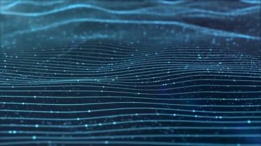 Sığ alan derinliğine sahip dijital mavi animasyon dalgası arka planı