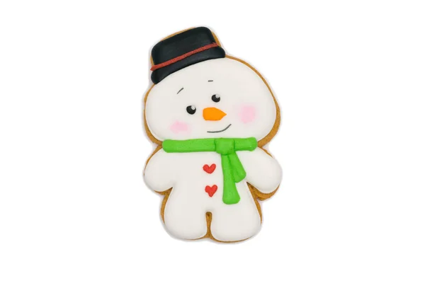 Gingerbread Cookie śmieszne bałwana w czarnej Bowler Hat — Zdjęcie stockowe