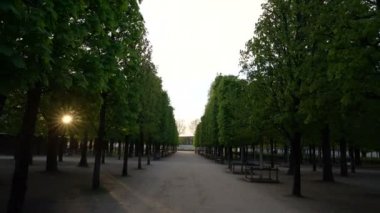 Tuileries Bahçesinde akşam yürüyüşü