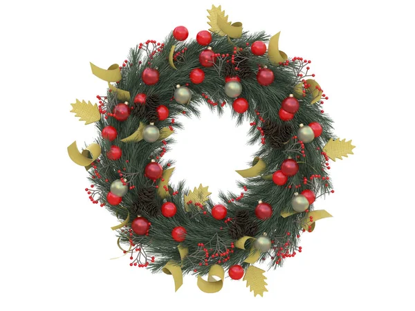 Christmas Wreath Tradiotional Decoration White Background — Stock Photo, Image