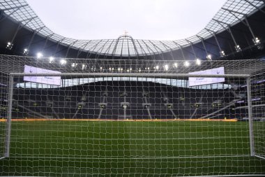 LONDON, ENGLAND - 13 Nisan 2019: Tottenham Hotspur ve Huddersfield Twon arasında oynanan 2018 / 19 Premier League maçı öncesinde Tottenham Hotspur Stadyumu 'nda görülen mekanın genel görünümü