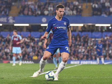 LONDON, ENGLAND - APRIL 22, 2019: Cesar Azpilicueta of Chelsea pictured during the 2018/19 Premier League game between Chelsea FC and Burnley FC at Stamford Bridge. clipart