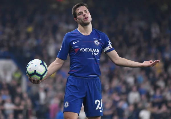 London Polska Kwiecień 2019 Cesar Azpilicueta Chelsea Zdjęciu Podczas Meczu — Zdjęcie stockowe